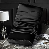 Satin Pillowcase for Contour Memory Foam Pillows, 24" x 14" x 5.1"/3.5" Cervical Pillow Case, Soft Pillow Cover for Sleeping Pillows (Black)