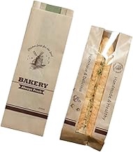 50 Pieces French Baguette Paper Bags with Window, 13 Inch Baguette Bags, Paper Bags with Window, Tra