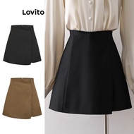 Lovito Casual Shorts Plain Fake 2 In 1 Shorts for Women L80ED186 (Multi-color)
