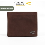 camel active Men Bi Fold Wallet Leather 8 Card Compartments Pull Up Finished Dark Brown (ESW621GB5#DBN)