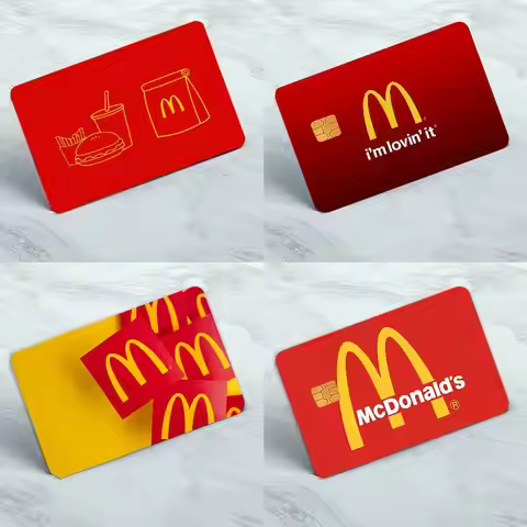 M-McDonald'S-S 1 Set Of 4 Pcs Anime Matte Front Skin Film Sticker Cover For Small Chip Credit Card D