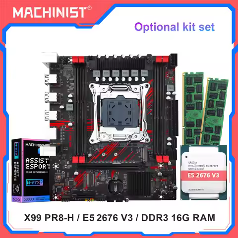 MACHINIST X99 PR8-H Motherboard Optional Intel Xeon E5 2676 V3 CPU LGA 2011-3 and DDR3 16GB RAM Kit 