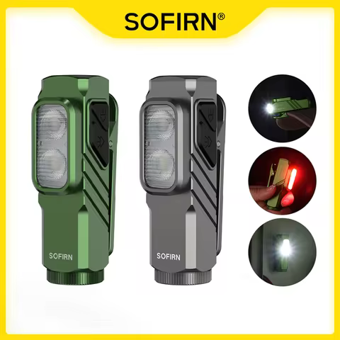 SOFIRN ST10 1000lm Mini Clamp Flashlight 144m 7000K LED Light 14500 USB C Rechargeable White&Red Lam
