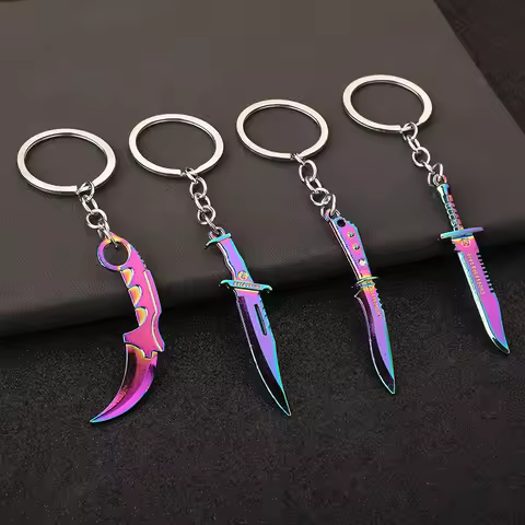 Mini Valorant Melee Reaver 2.0 Karambit Keychain Game Peripheral Samurai Dagger Model Metal Key Ring