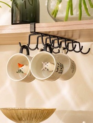 1入組倒立杯架排水架玻璃杯收納組織架無需鑽孔廚房宿舍掛鉤茶杯杯子