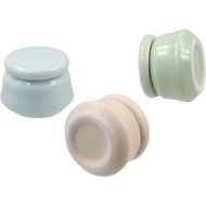3 unit balang balm bibir seramik dengan penutup, saiz kompak, sesuai untuk dibawa ke mana-mana.
