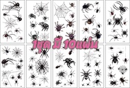 แทททู สติ๊กเกอร์ ลายแมงมุม ฮาโลวีน TATTOO STICKERS SPIDER HALLOWEEN 1 ชุด มี 10 แผ่น ตัดแบ่ง ติดได้ 