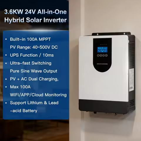 Hybrid type 3.6KW-24V On-grid and off-grid solar inverter system WIFI Pure Sine Wave Lead Acid/Collo