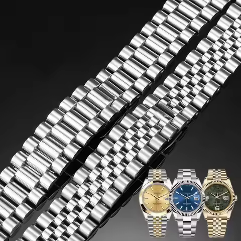 For Rolex DATEJUST DAY-DATE OYSTERPERTUAL DATE Silver Watch Accessories Strap Solid Stainless Steel 