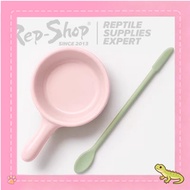 Reptile Feeding Set Crested Gecko Food Bowl Ceramic Silicone Spoon Puree