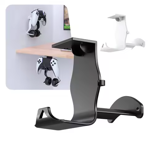 Under Desk/Wall Mount Controller Holder with Gaming Headphone Stand Wall Rack Wall Mount Wall Hanger
