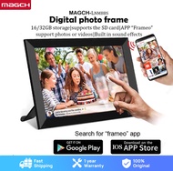 【Hot/Ready】MAGCH Digital Picture Frame WiFi 10 inch IPS Touch Screen HD Display, Digital Photo Frame with 16GB 32GB Storage, Auto-Rotate, Share Photos via App, Email, Cloud