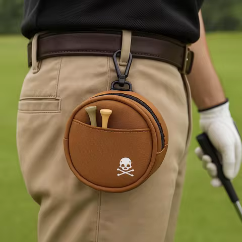 Leather Golf Waist Bag 4 Balls Capacity Protective Golf Storage Case Tee Holder Multi-function Golf