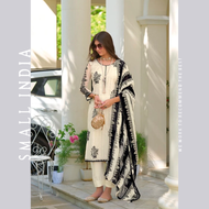 {**ส่งฟรี**} SMALL INDIA 💖✨ Heavy Organza Embroidery Salwar Suits ชุดเซ็ทเสื้อกางเกง 💖✨ Women OffWhi