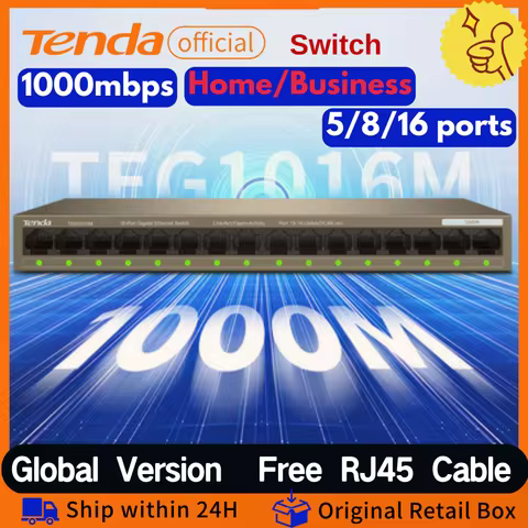 Tenda Gigabit Switch 10/100/1000mbps Ethernet Switch Metal Network Smart Switch POE Switch optional 