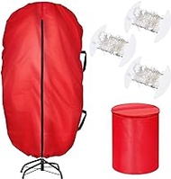 Upright Christmas Tree Storage Bag Christmas Tree Cover Waterproof for Tree Christmas Light Storage Bag with 3 Cardboard Wraps Large Size Storage Bag with Zippers and Handles (Red,6 ft)