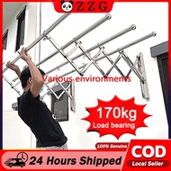 【ZZG】1M-2M 3/4/5 Bar Stainless Steel Retractable Wall Mounted Clothes Hanger Ampaian Baju Retractabl