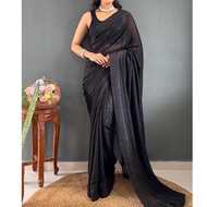 Ready-made pure soft georgette saree with satin padding and intricate zig-zag zari weaving |
