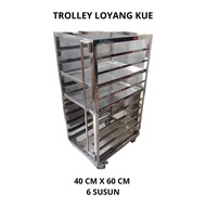 6-tier SS Cake Cooling Trolley Tray 60 cm x 40 cm Baking Tray - 6-tier Cake Cooling Rack - SHAN BOGO