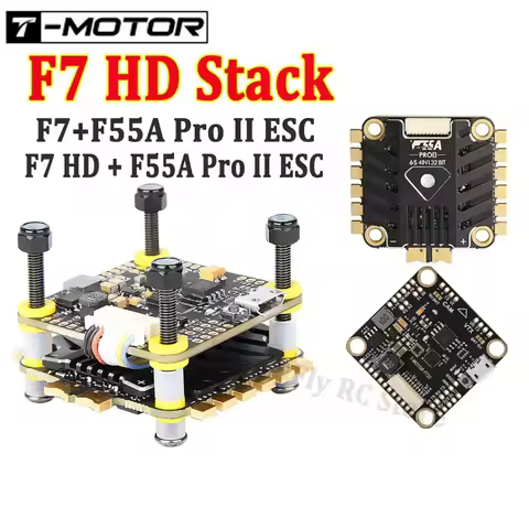 T-MOTOR F7 HD Stack F7 722 HD Flight Controller W/BMI270 + F55A Pro II 3-6S 4in1 Blheli_32 Brushless
