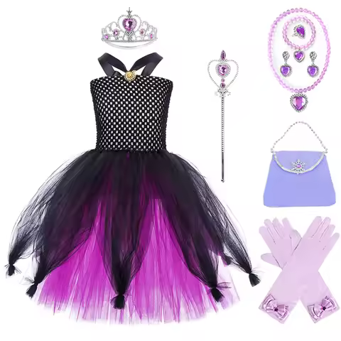 Halloween Ursula Cos Dress Crown Magic Wand Bag Glove Necklace Bracelet Ring Earring Set Halloween P