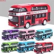 MAURICE Diecast Cars Toy 4 Wheels 1:43 City Tourist Car Doors Open Close FLashing With Music Educational Toys Toy Vehicles Double Decker Bus