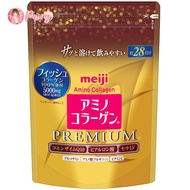 (สูตรพรีเมี่ยม-ซองทอง) Meiji Amino Collagen Premium 5,000 mg 196g เมจิ อะมิโน คอลลาเจน ชนิดผง คอลลาเจนเปปไทด์