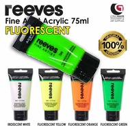 Reeves Fine Artist Acrylic Fluorescent,  Iridescent White, Fluorescent Yellow, Fluorescent Orange, F
