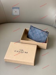 COACH蔻馳 卡包 棕色老花款 銀包 零錢包