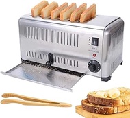 POWHA Toaster 4/6 Slice, Commercial Stainless Steel Bread Toaster with Removable Crumb Tray, 5 Gears Adjustable for For Texas Toast, Large Bread and Bagel (Size : 6 Slice)