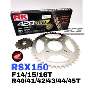 RKM Sprocket Complete Set Honda RSX150 Rantai RK 428 KLO O-Ring Chain Gold F14-16T R40-45T Motor RSX
