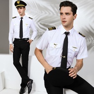 [Ready Stock] Air Uniform Men White Shirt Pilot Shirt Pilot Air Uniform Shirt Men Bar Uniform