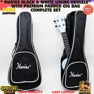 MAVIES UKULELE 10MM PADDED GIG BAG CAN FIT TO 21 TO 24 INCH COLOR BLACK W/ white LINE
