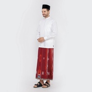 Sarung BHS Classic Gold Motif Jacquard Merah Orange