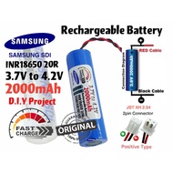 Rechargeable Samsung Battery Pack Custom 2000mAh 2.0Ah 3.7V to 4.2V Lithium Ion INR18650 20R 1S1P