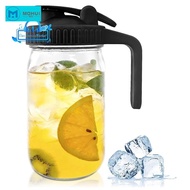 MW 32Oz Mason Jar Pour Spout Lid -Glass Pitcher Breast Milk Pitcher Graduated Mason Jar Seal for Jui