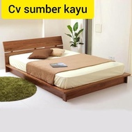 dipan kayu jati, ranjang kayu, kamar tidur jati quen 140x200