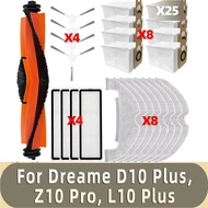 Roller Side Brush Filter Mop Dust Bag Replacement for Bot D10 Plus/RLS3D Z10 Pro/L10 Plus Robot Vacu