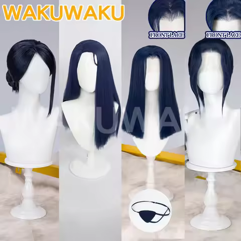 IN STOCK Caitlyn Front Lace Wig Anime Arcane Cosplay WakuWaku Women Dark Blue Long Hair 50cm Arcane 
