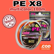 Benang PE X8 zero 100m multicolor kuat dan halus 0.4/0.6/1.0/2.0/3.0 panjang 100meter/ senar pe kuat