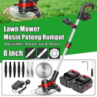 【Lawn Mower】Mesin Rumput Electric Lawn Mower Trimmer Cordless Lawn Mower Wireless Bateri Saw Rechargable Battery Small Household Brush Pruning Cutter Kit Garden Tools