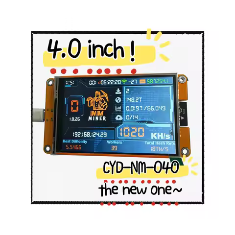 NMMiner NerdMiner V2 Hashrate Lucky Miner ESP32 4.0 inch Smart Display Crypto Solo Lottery 960KH/s B