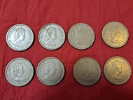 香港1960年KN版一元硬幣8枚