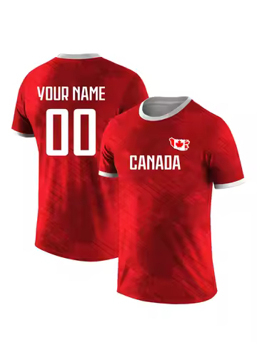 Men's Custom Canada National Team Soccer T-shirt Personalized Name Number Football Shirt, Breathable