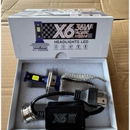 X6 H4 3-Heart LED Bulb with Super Bright Radiator Tail, Super Bright Motorcycle LED Headlight Bulb,