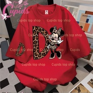 Cupids Women’s Casual T-Shirt Stylish Letter D Leopard Minnie Mouse Tee Women Coquet Streetwear