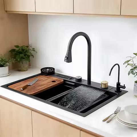 Modern 68x45cm 80x45cm Knife block Cup washer Home Multifunctional Combination Kitchen Sink Pull-out