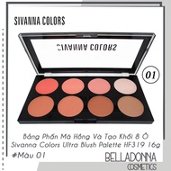 [HCM]Bảng Phấn Má Hồng Và Tạo Khối 8 Ô Sivanna Colors Ultra Blush Palette HF319 16g