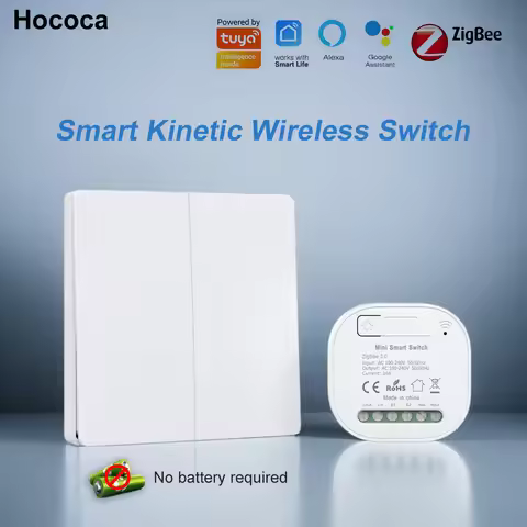 86-Type Tuya Zigbee Self-Powered Wireless Switch Rocker Battery-Free Waterproof Kinetic Energy Panel