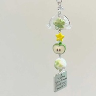 【Wind Chime Green Apple】Girly Handmade Lucky Apple Dried Star Beaded Guban Phone Chain Keychain